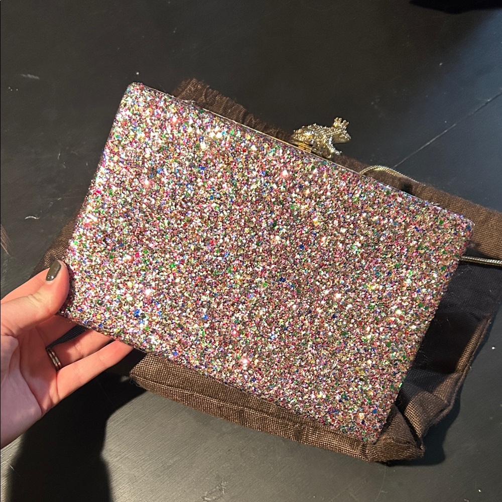 Kate Spade Sparkling Multicolor Kissed a Frog Clutch Perfect Condition